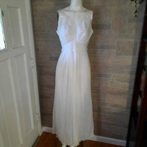 Vintage Vanity Fair long slip nightgown size 34 waist tie small ruffle